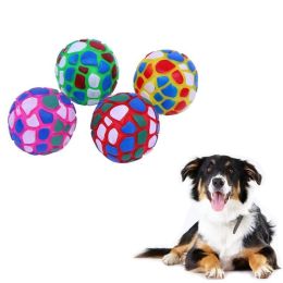 Dog Chew Toy Natural Rubber Puzzle Ball Dog Geometric Safety Toys Ball for Small Medium Large Dogs Playing Pet Training Supplies - Yellow
