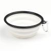 Portable Pet Feeder Travel Foldable Pet Dog Bowl Silicone Collapsible Slow 350ml/1000ml Feeding Bowl  - White - Diameter 18 cm