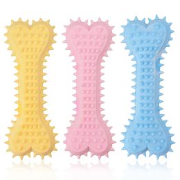 2pcs New dog grinding teeth biting toys Creamy scented with prickly flat bones Large and small dog teeth grinding toys; dog's gifts - 2pcs - yellow