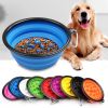 Portable Pet Feeder Travel Foldable Pet Dog Bowl Silicone Collapsible Slow 350ml/1000ml Feeding Bowl  - White - Diameter 18 cm
